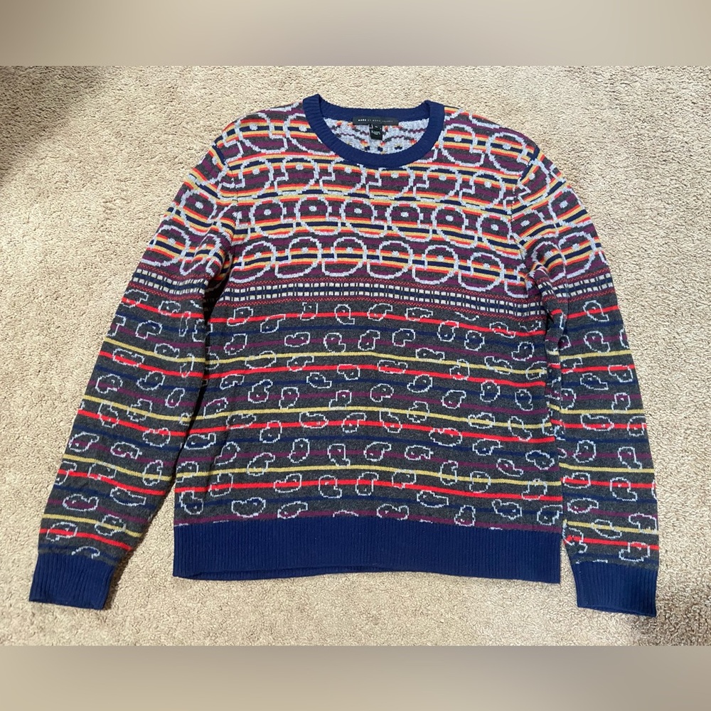 Marc By Marc Jacobs Men’s Size XL Charcoal Multi 100% Merino Wool Sweater